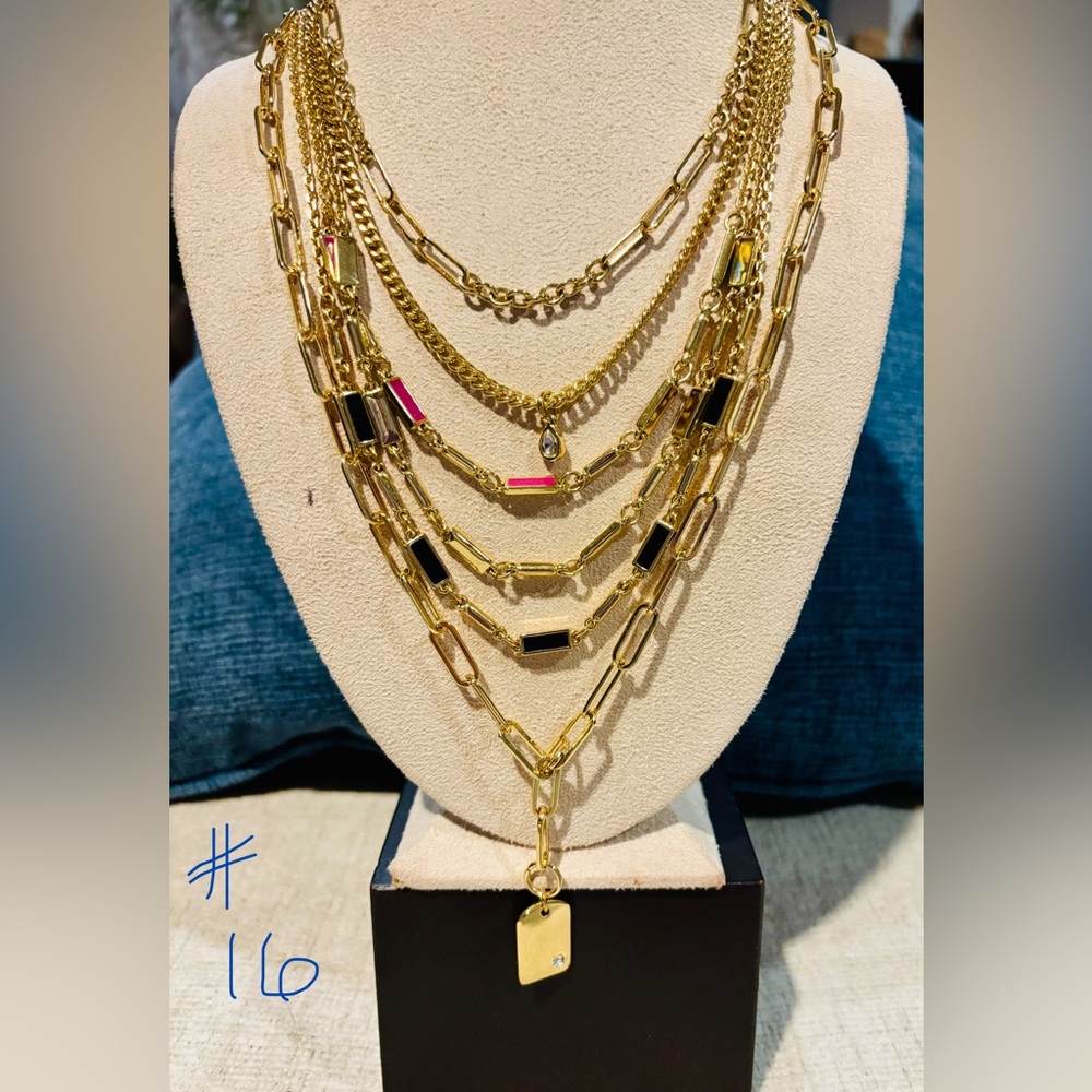 Stunning WHBM Gold and Black Layered Necklace